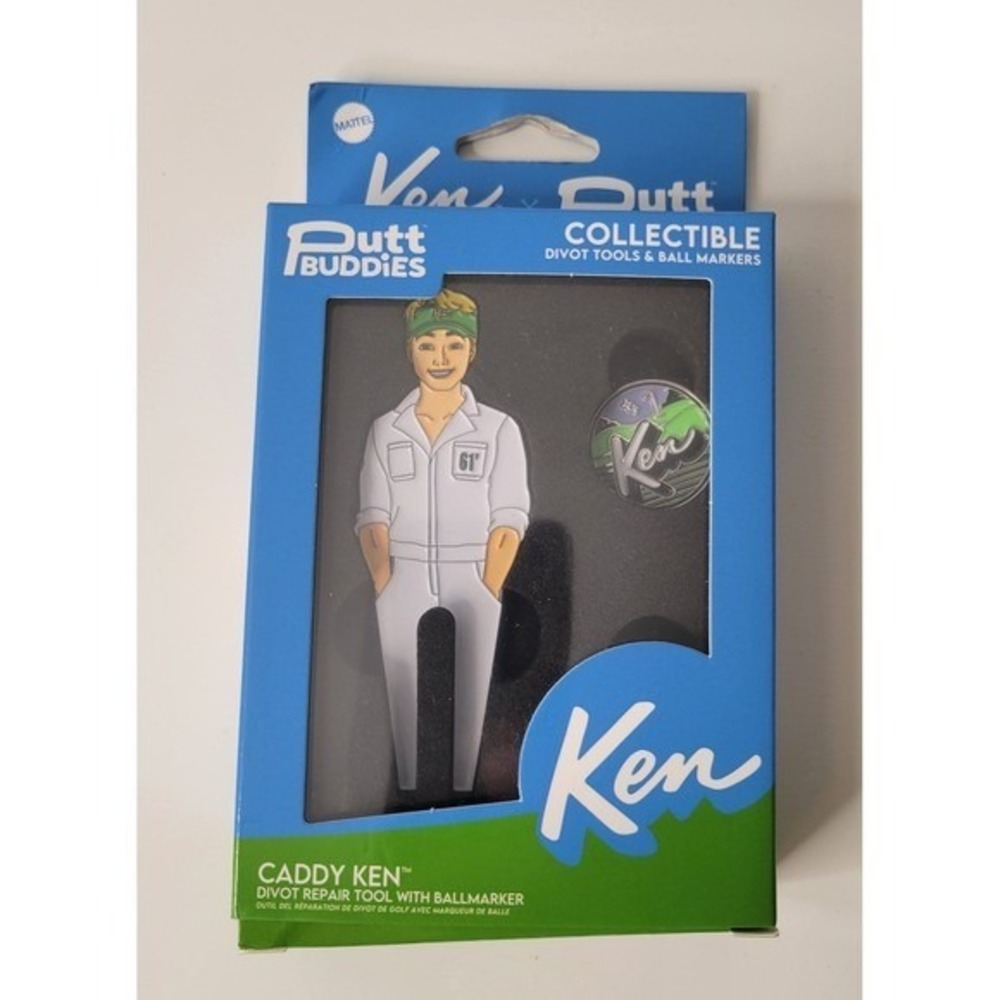 New Mattel Putt Buddies Caddy Ken Golf Divot Tool Ball Marker Set Collectible